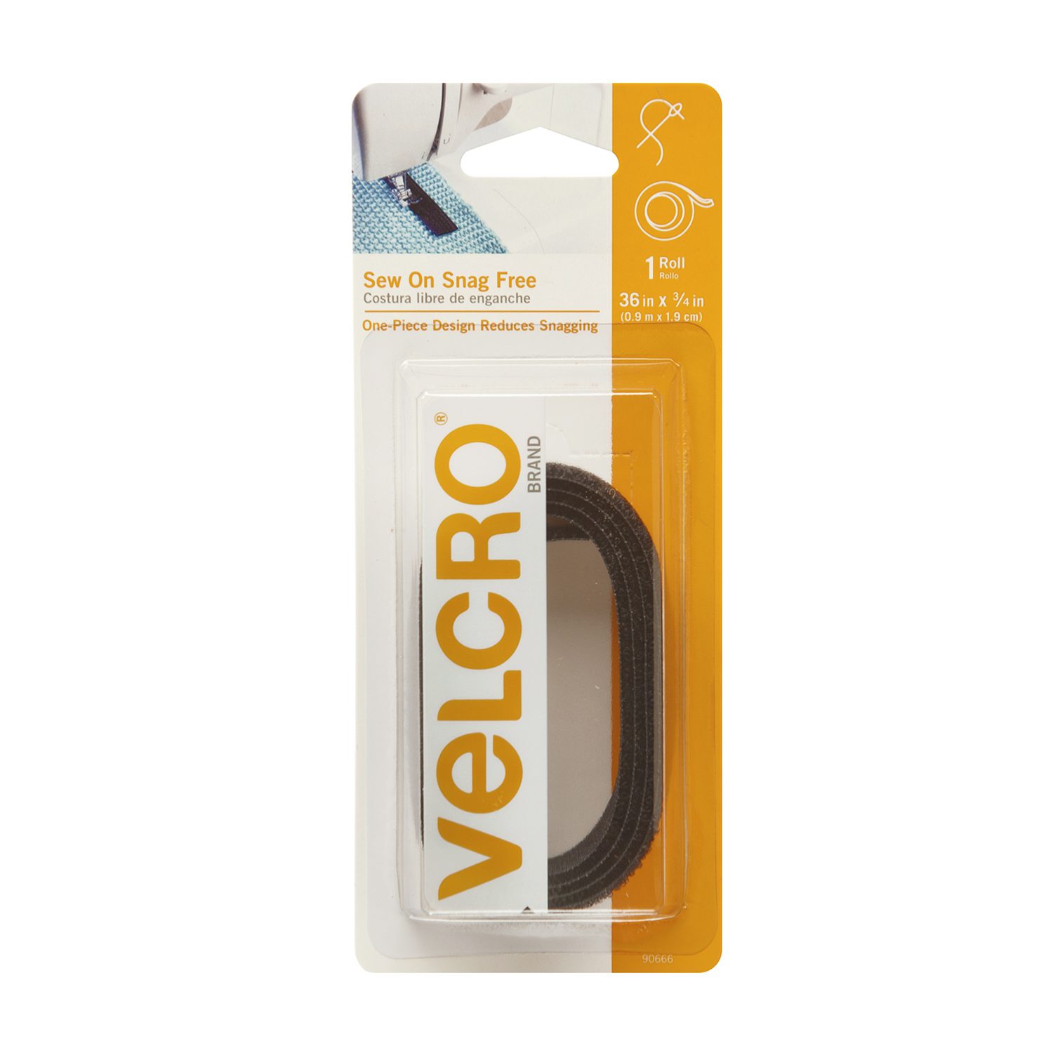 Velcro Brand Eco Collection Sew on Tape 36in x 3/4in. Black