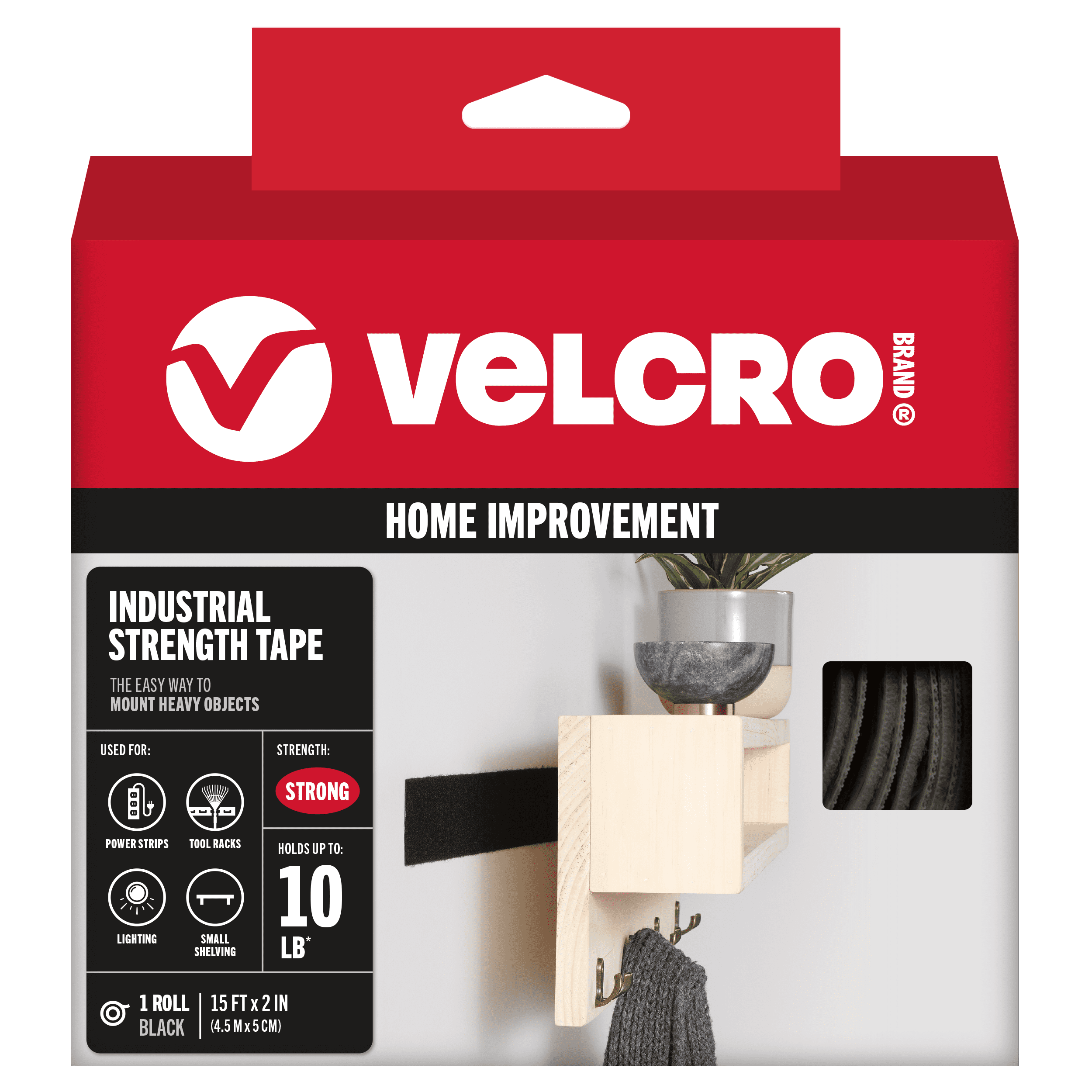 Front of VELCRO® Brand Industrial Strength Tape packaging.