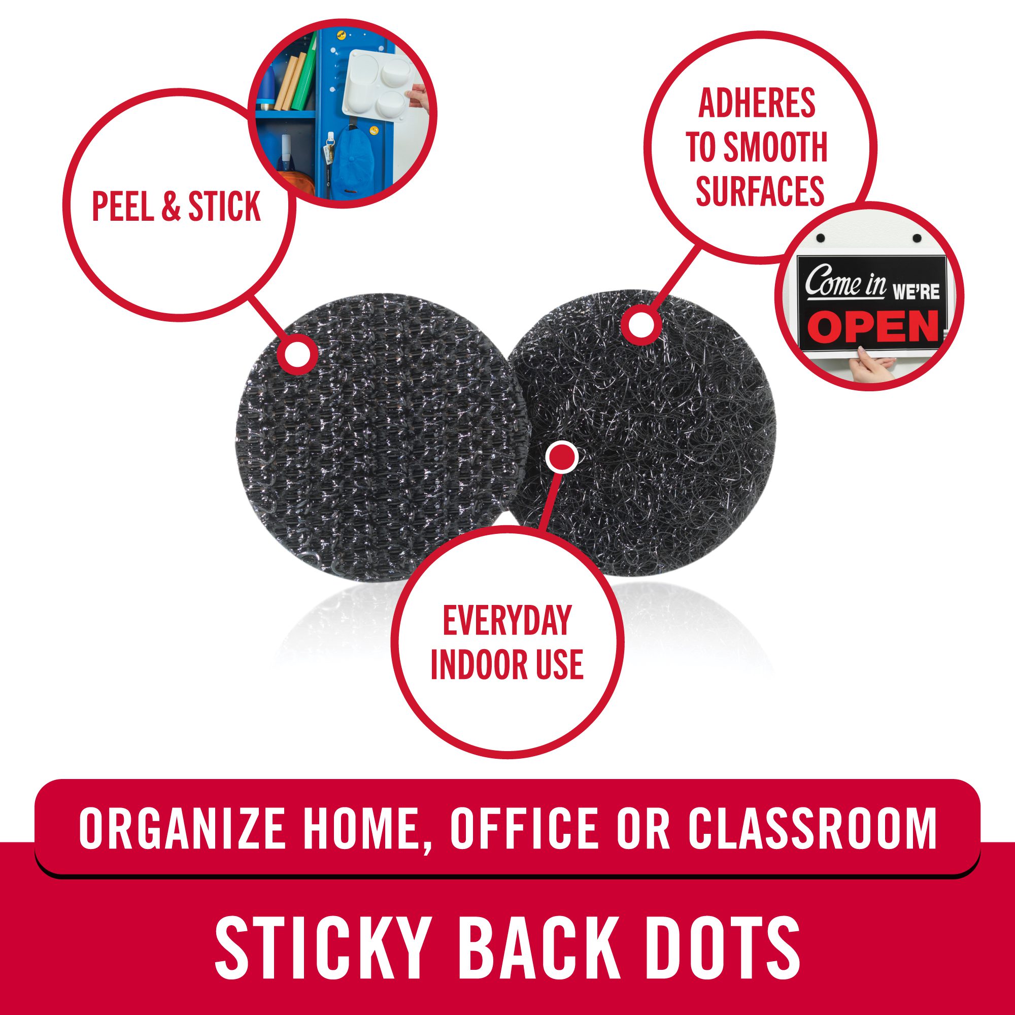 VELCRO® Brand hook and loop dots highlights