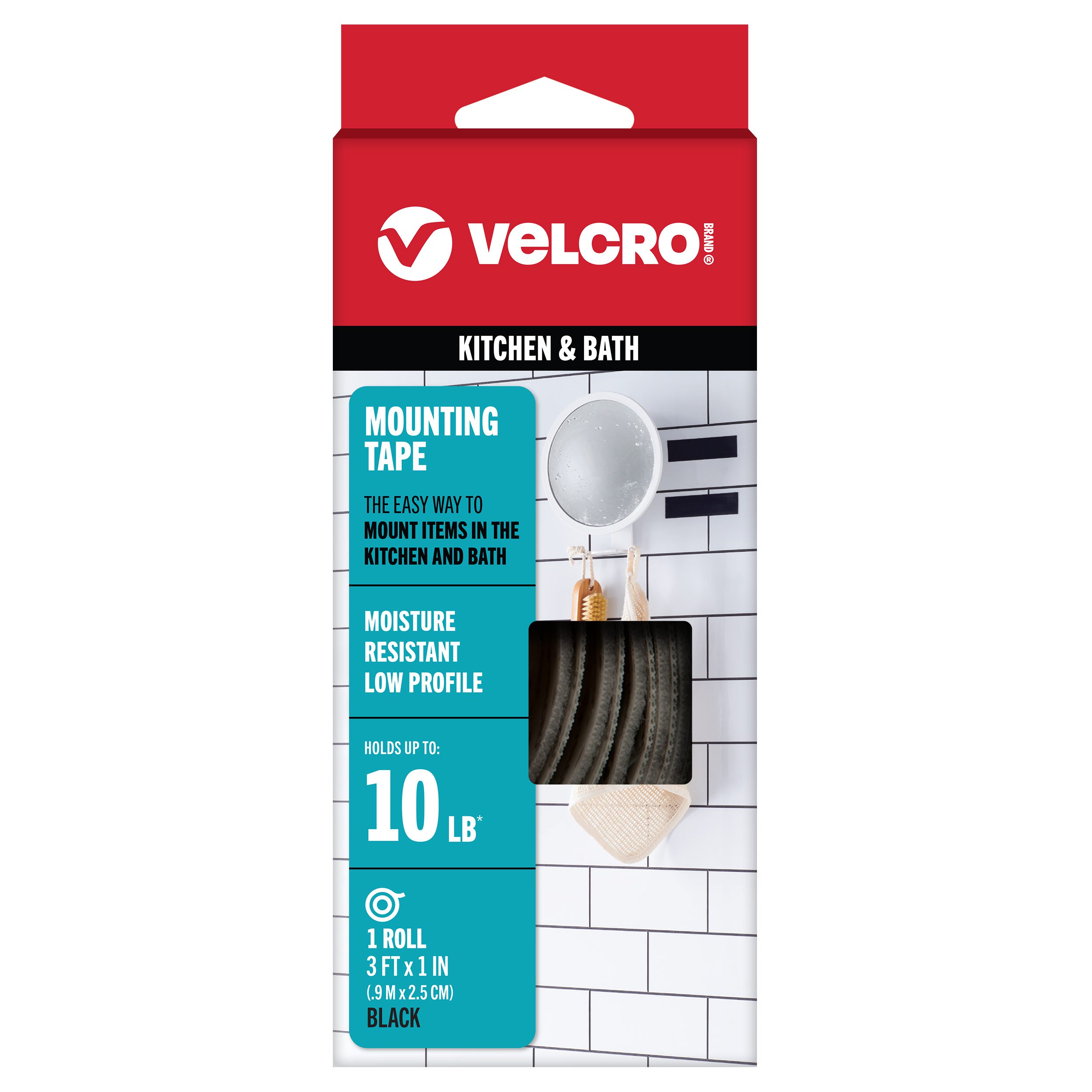 VELCRO® Brand Kitchen & Bath Tape in black