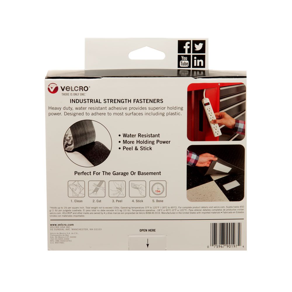 Velcro Brand Industrial Strength Heavy Duty Hook & Loop Black Tape 4ft x 2in 