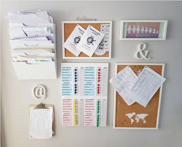schedule center for home organization with calendars and bulletin boards