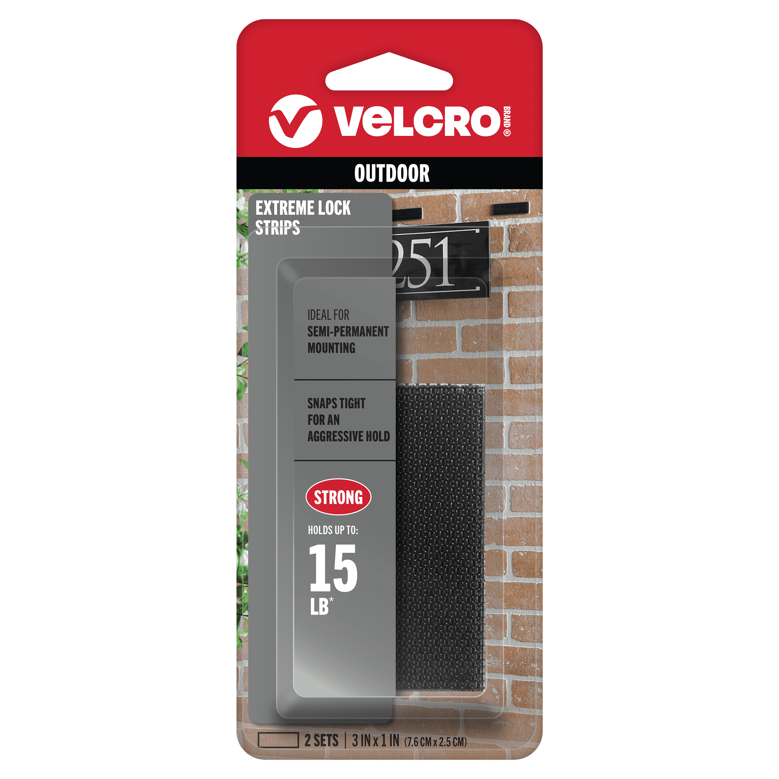 Black VELCRO® Brand Extreme Lock Fasteners for heavy-duty outdoor mounting.