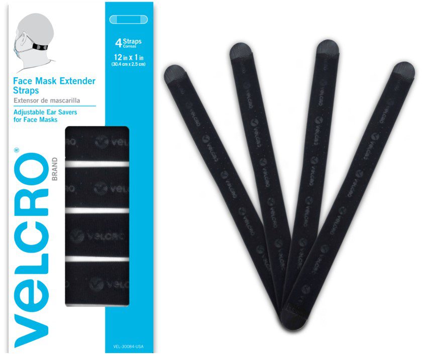 VELCRO<sup>®</sup> BRAND Face Mask Extender Straps 4pk, Black