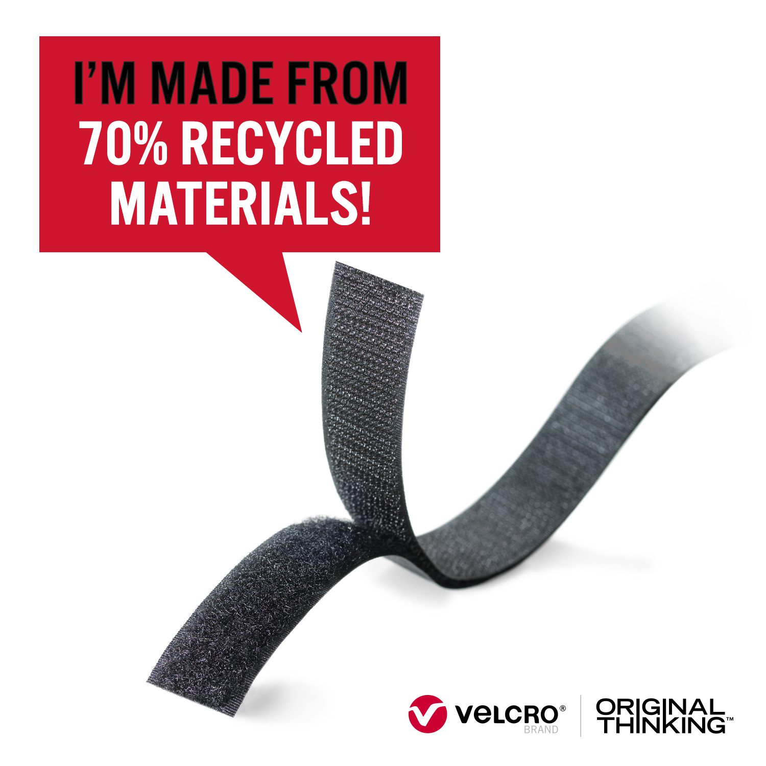 VELCRO Brand ECO Collection Industrial Strength Strips 3in x 1 3/4in,  Sustainable 40% Recycled Materials, 2ct Black