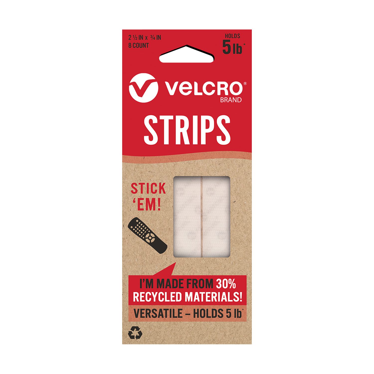 VELCRO® Brand ECO Heavy Duty Strips 44mm x 76mm - Black - Pack of 2