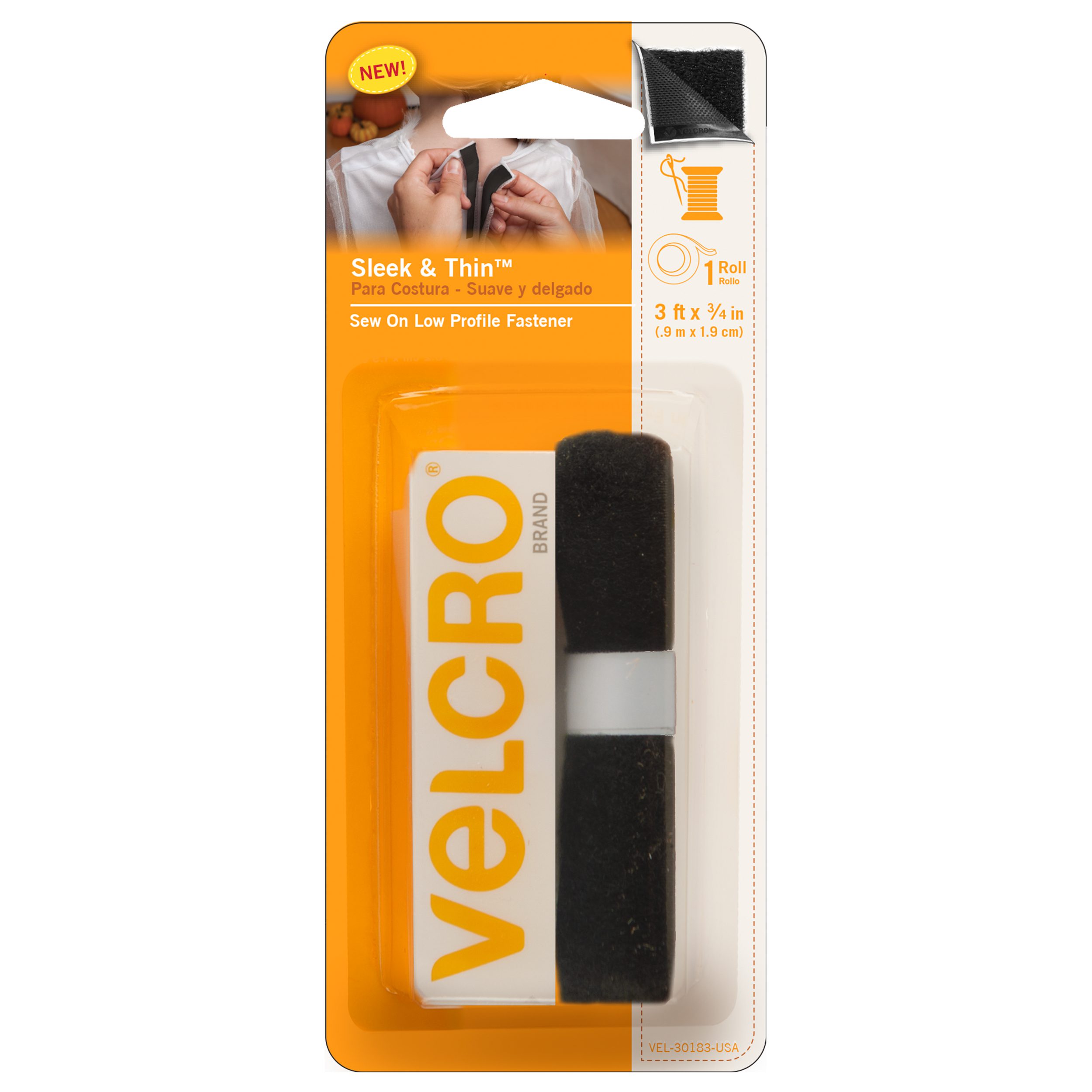 VELCRO Brand Thin Clear Fasteners 18in x 3/4in Roll, Clear