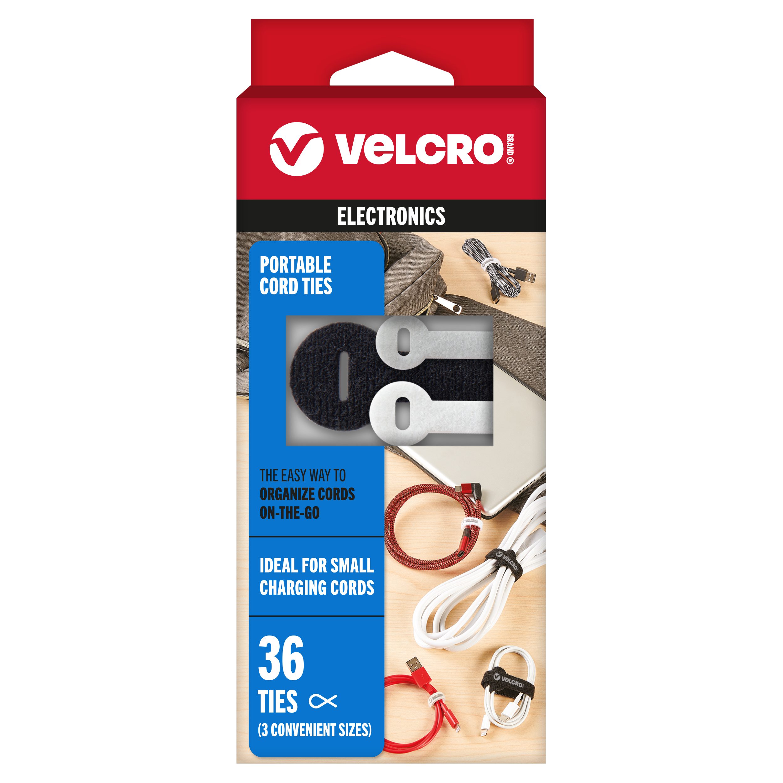 VELCRO Portable Cord Ties - Cable Tie - Multi - 36 VELCRO Portable Cord Ties - Cable Tie - Multi - 36