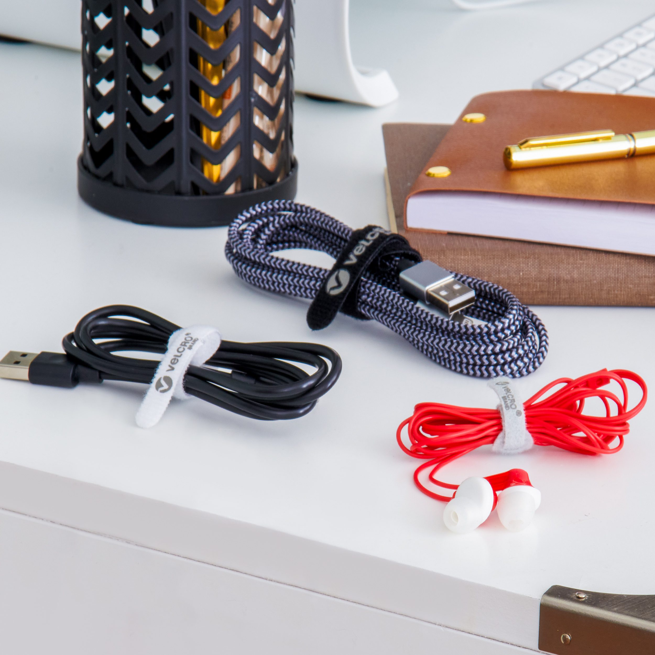 VELCRO® Brand Portable Cord Ties, Three Assorted Sizes