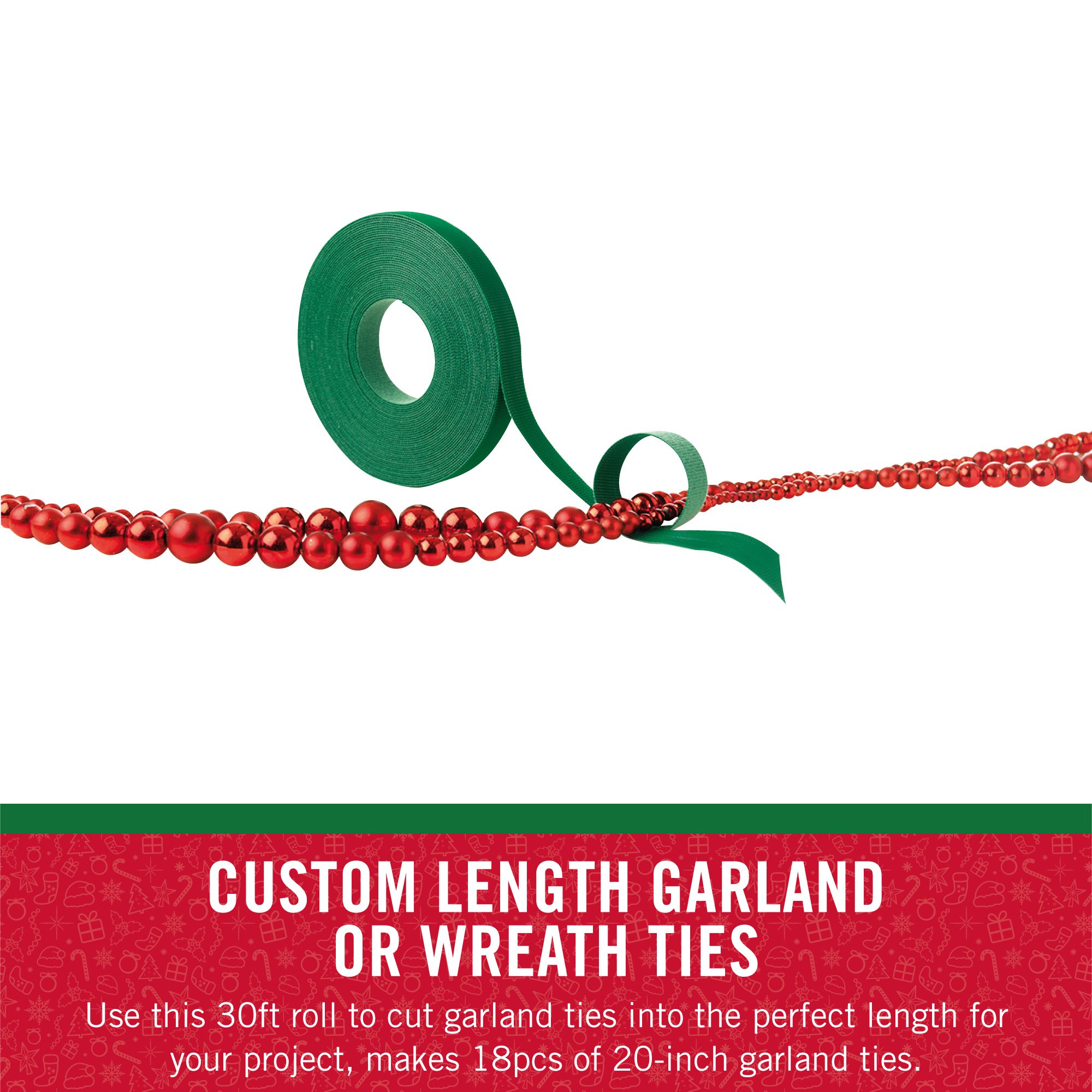 VELCRO<sup>®</sup> Brand Holiday Garland Ties for Hanging Garlands, Lights or Wreath