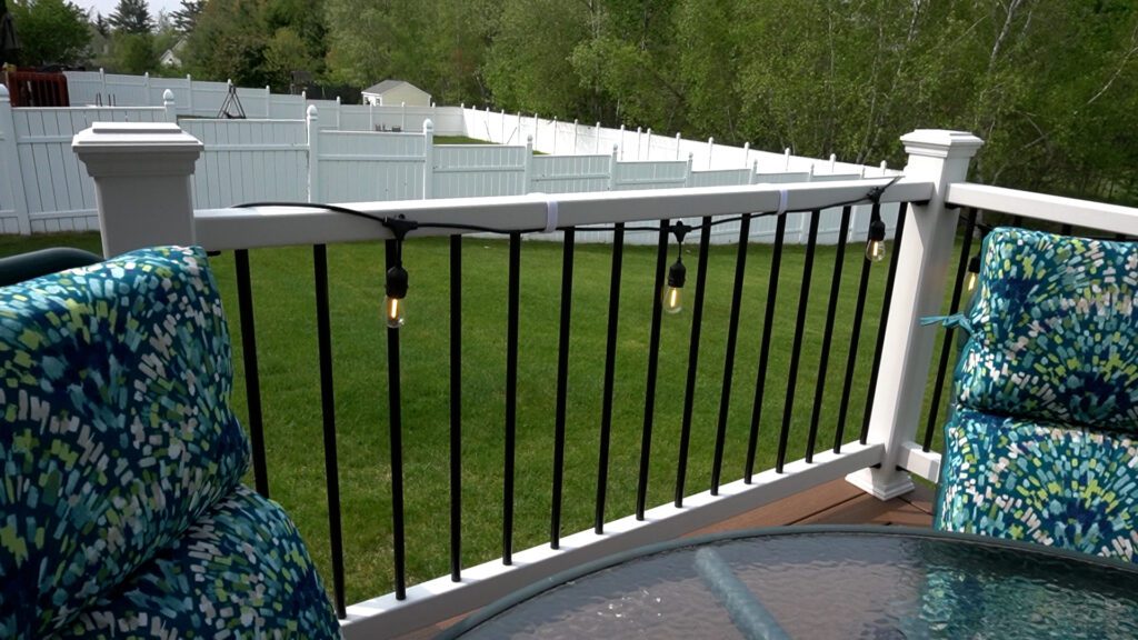 how to hang string lights in a railing
