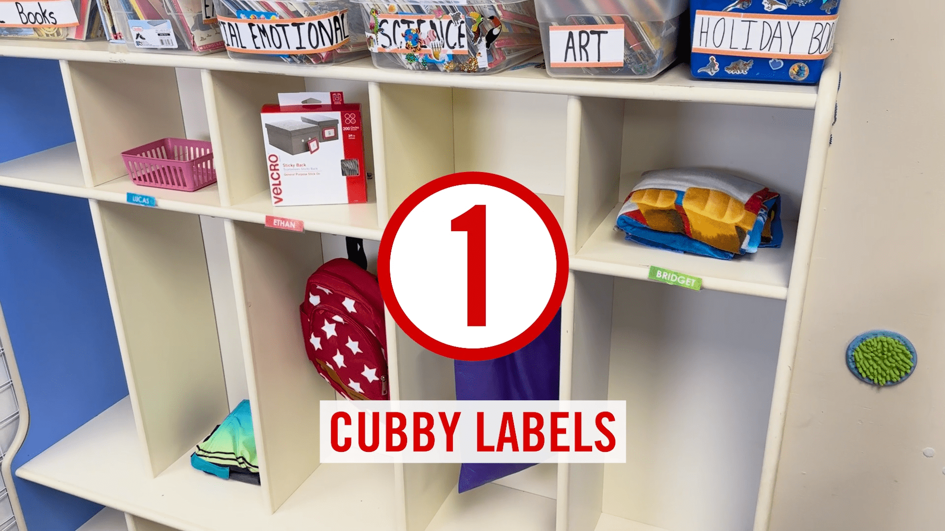 small classroom storage ideas Cubby labels