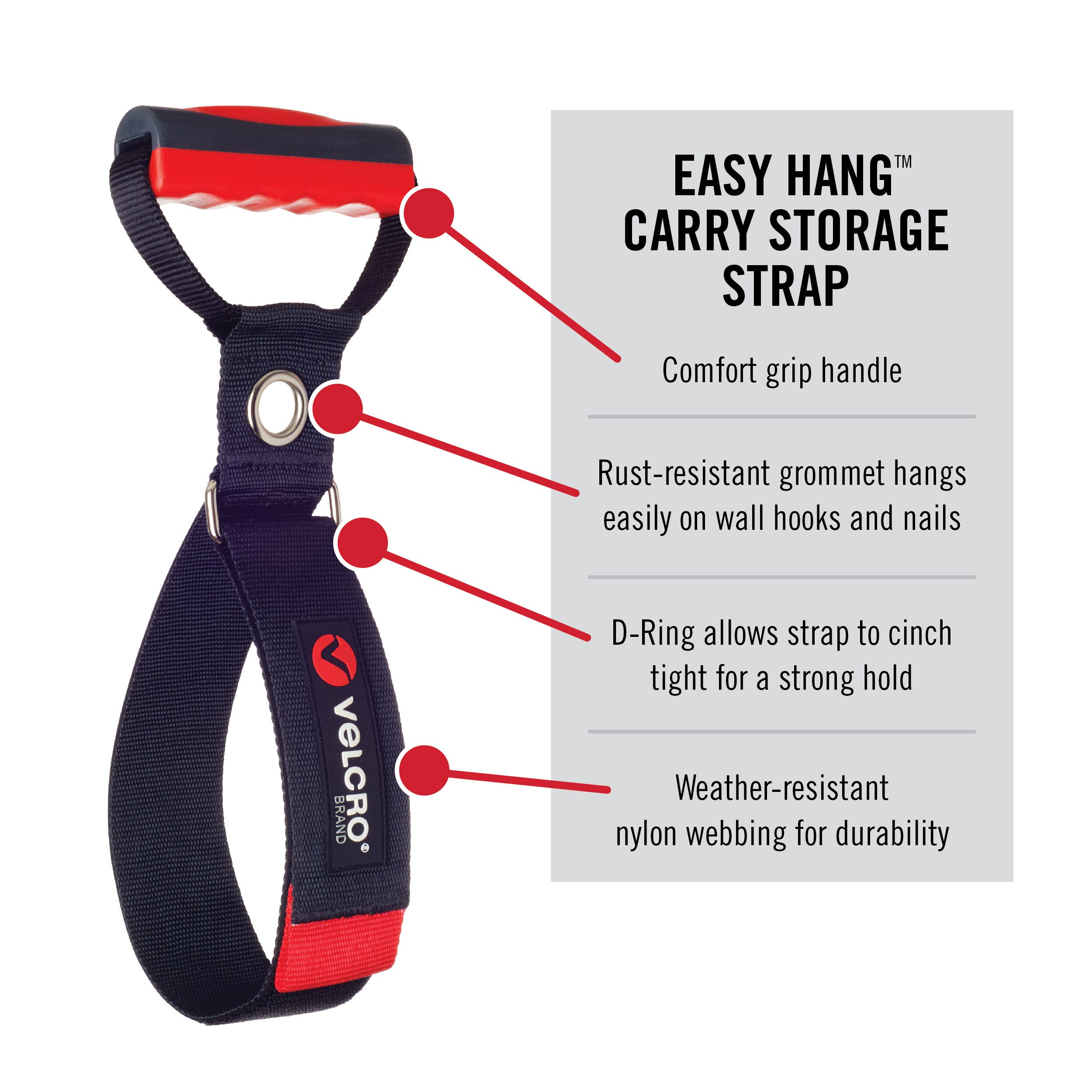 VELCRO® Brand EASY HANG™ Carry Storage Straps with Handle