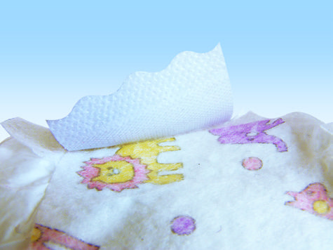 VELCRO® Brand FLEX-ZONE™ technology on a diaper.