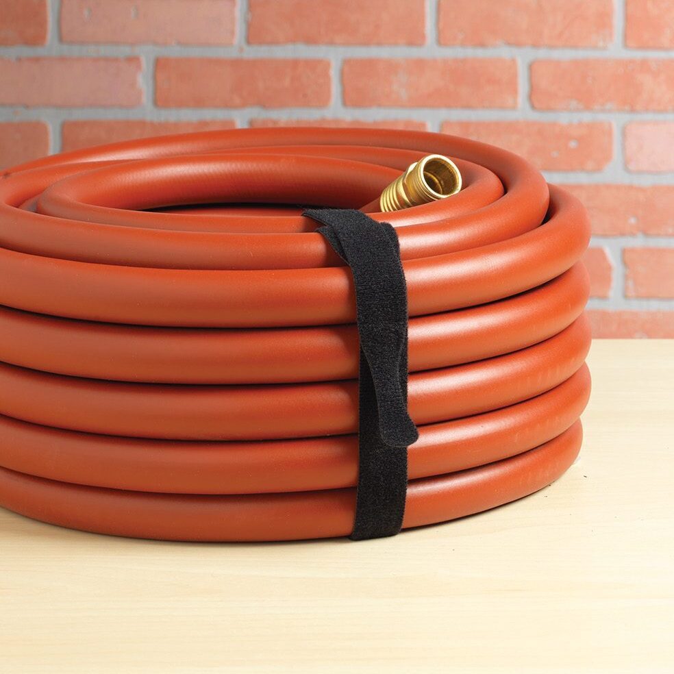 Work van organization idea using VELCRO® Brand ONE-WRAP® Ties to keep a coiled hose compact and prevent tangled storage